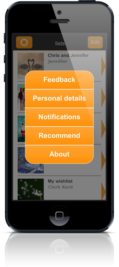 Wishlist app wishsimply settings screen
